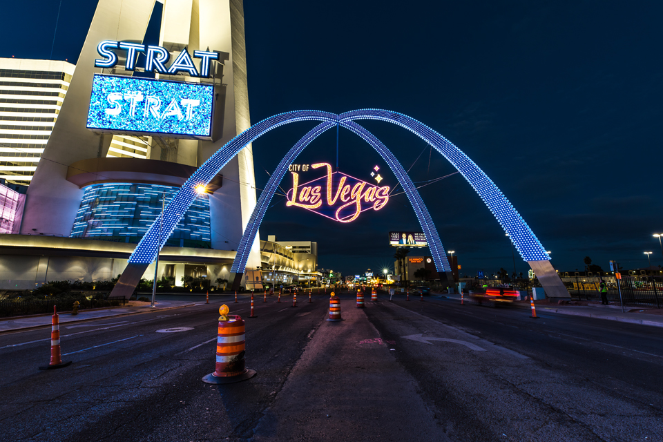 Downtown Las Vegas Gateway Arch is Officially Lit