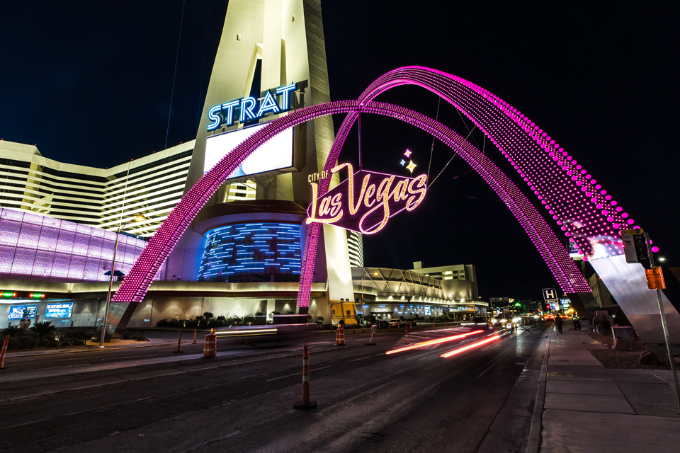 Downtown Las Vegas Gateway Arch is Officially Lit