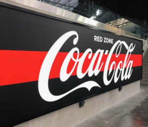 coca cola sign cabinet allegiant stadium