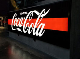 coca cola sign cabinet allegiant stadium