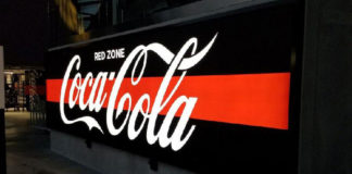 coca cola sign cabinet allegiant stadium