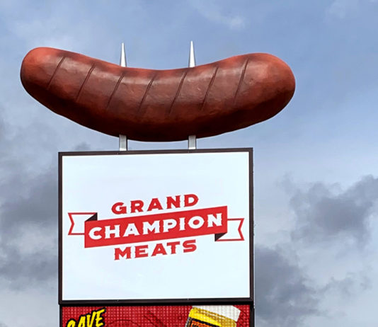 Giant Bratwurst Sign Grand Champion Meats